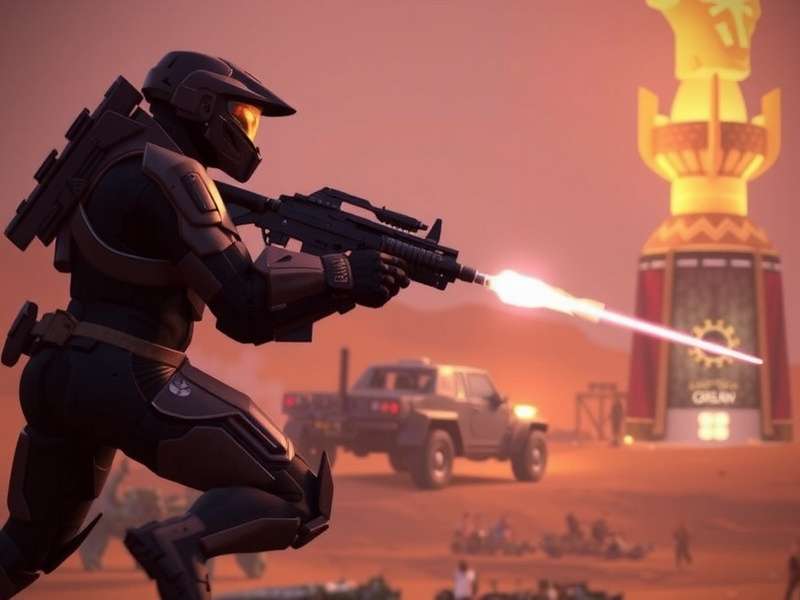 Spartan soldier fighting Prometheans on Requiem in Halo Spartan Strike