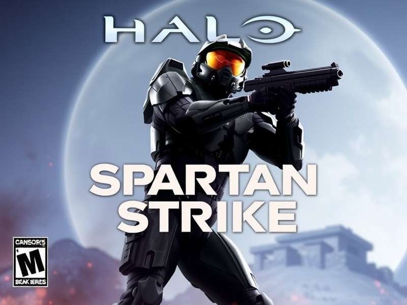 Xbox Series X controller next to a screen showing Halo Spartan Strike HUD