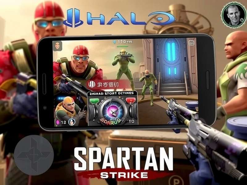 Halo Spartan Strike gameplay on Android phone showing Spartan soldier and mobile controls overlay