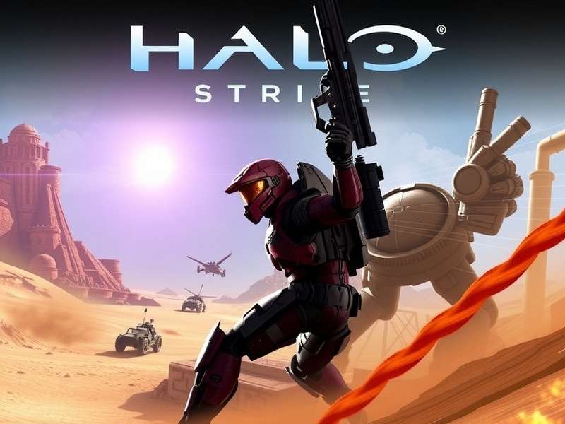 Halo Spartan Strike gameplay screenshot showing Spartan soldier battling Promethean enemies in a futuristic arena
