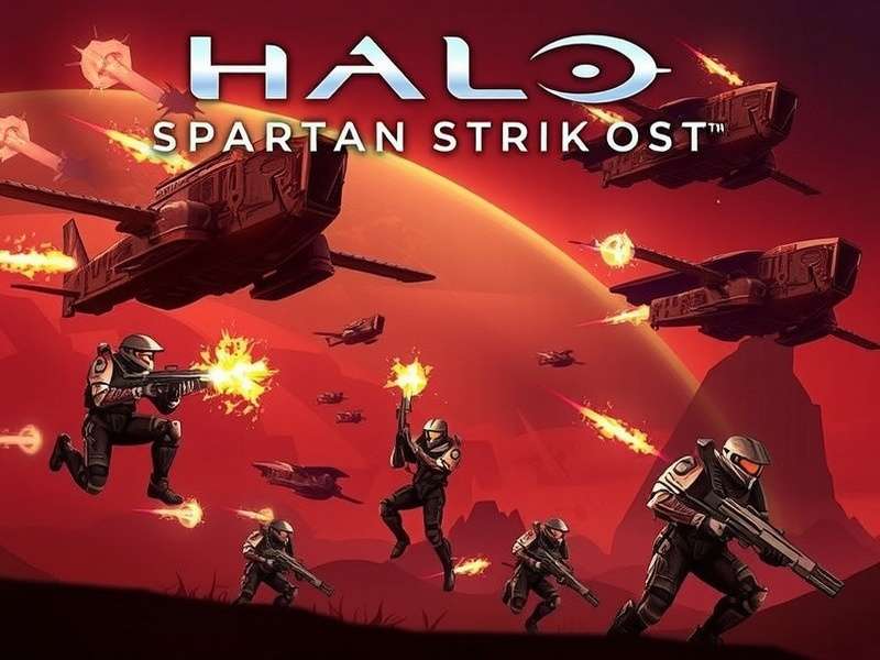 Halo Spartan Strike Ost album art featuring the iconic Spartan helmet with musical notes radiating outward